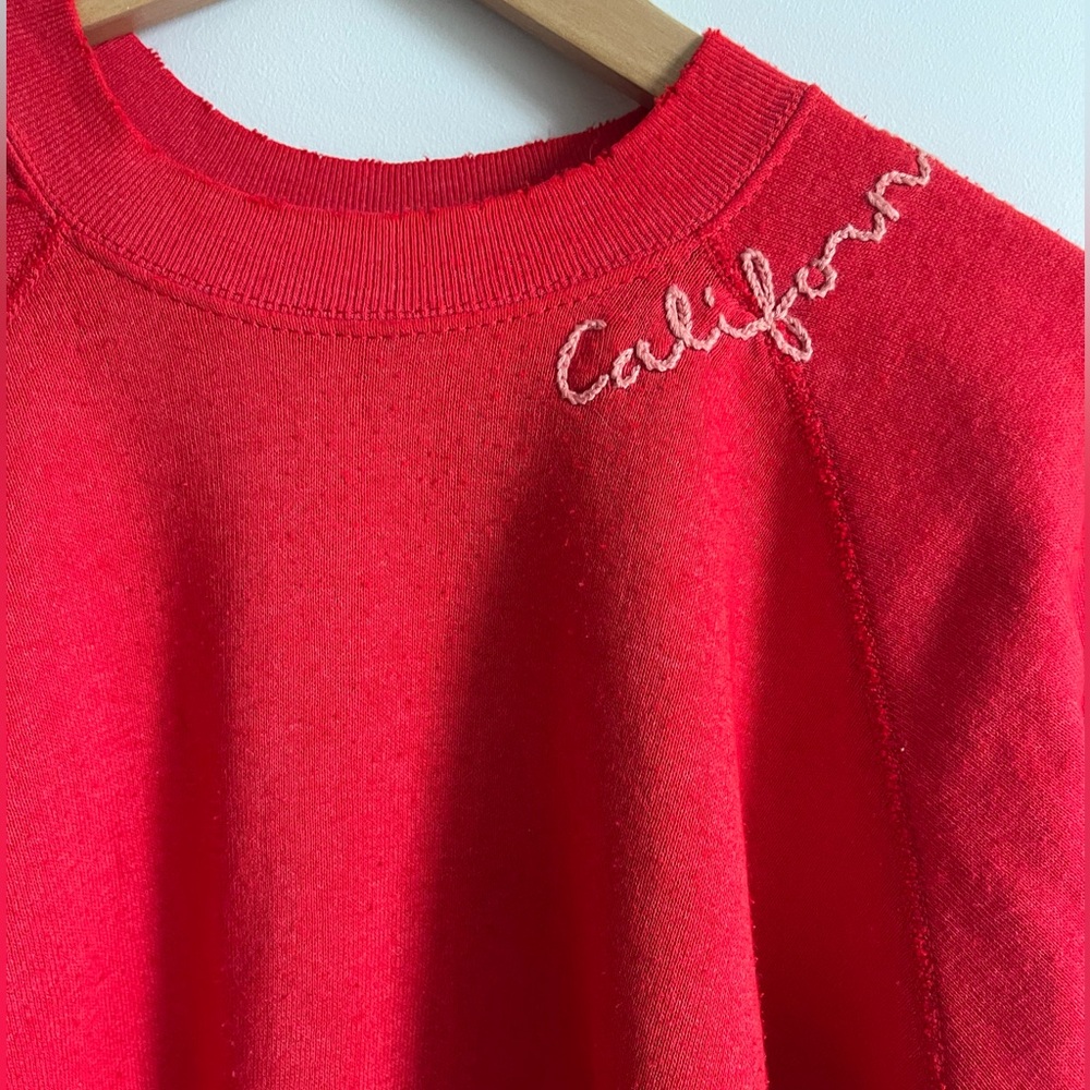 I stole my boyfriend’s sweatshirt/ red